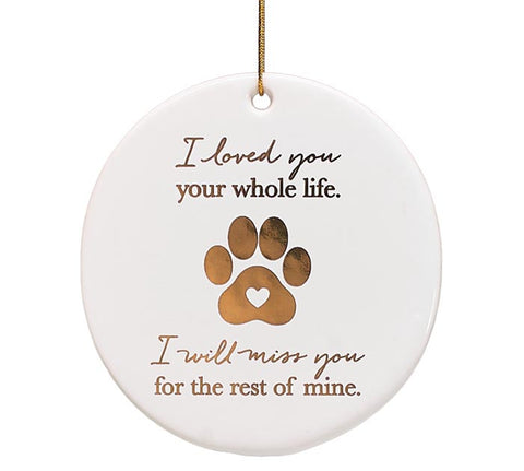 PET PAW IN GOLD WITH MESSAGE ORNAMENT