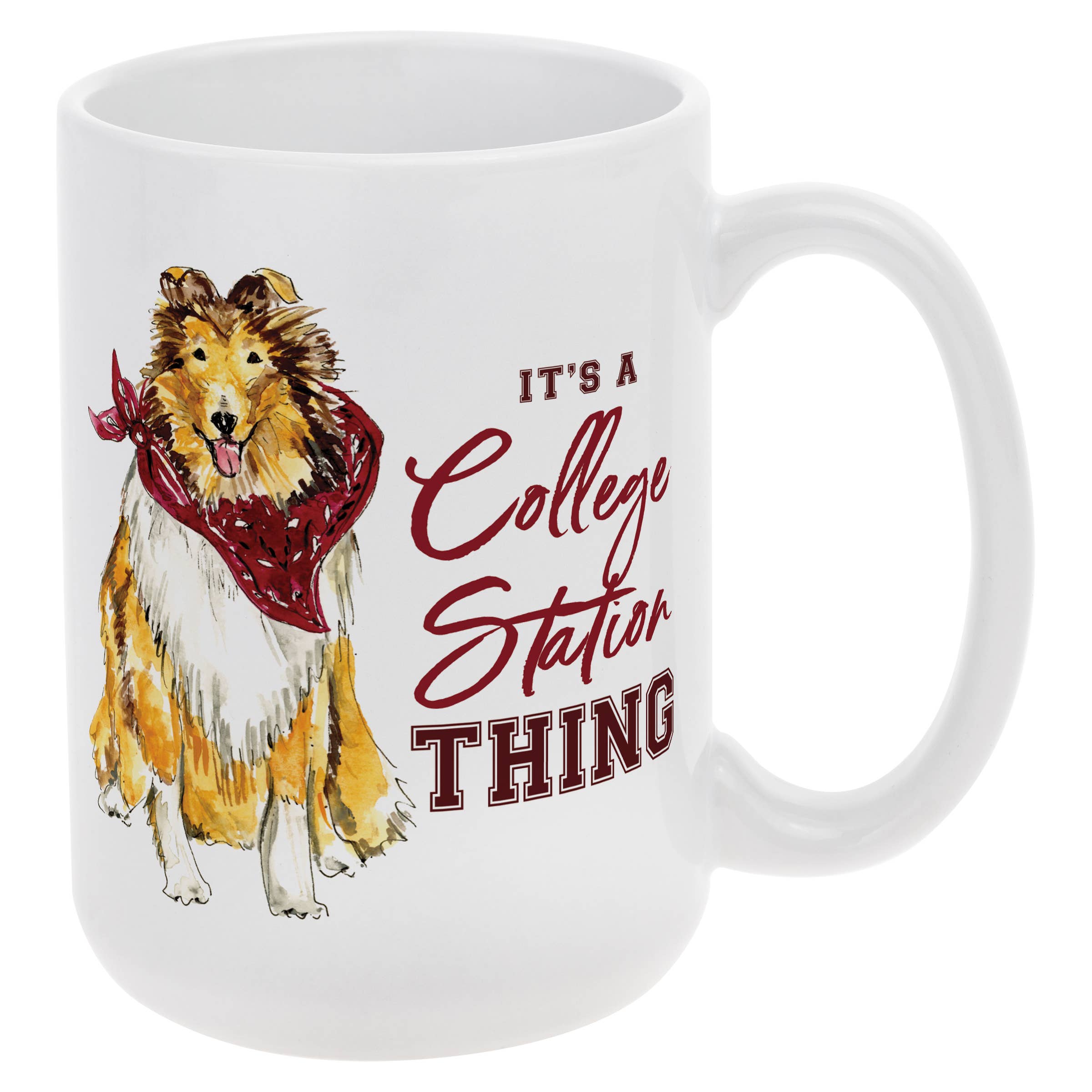 Maroon Collie Collegiate Ceramic Mug 14 Oz.