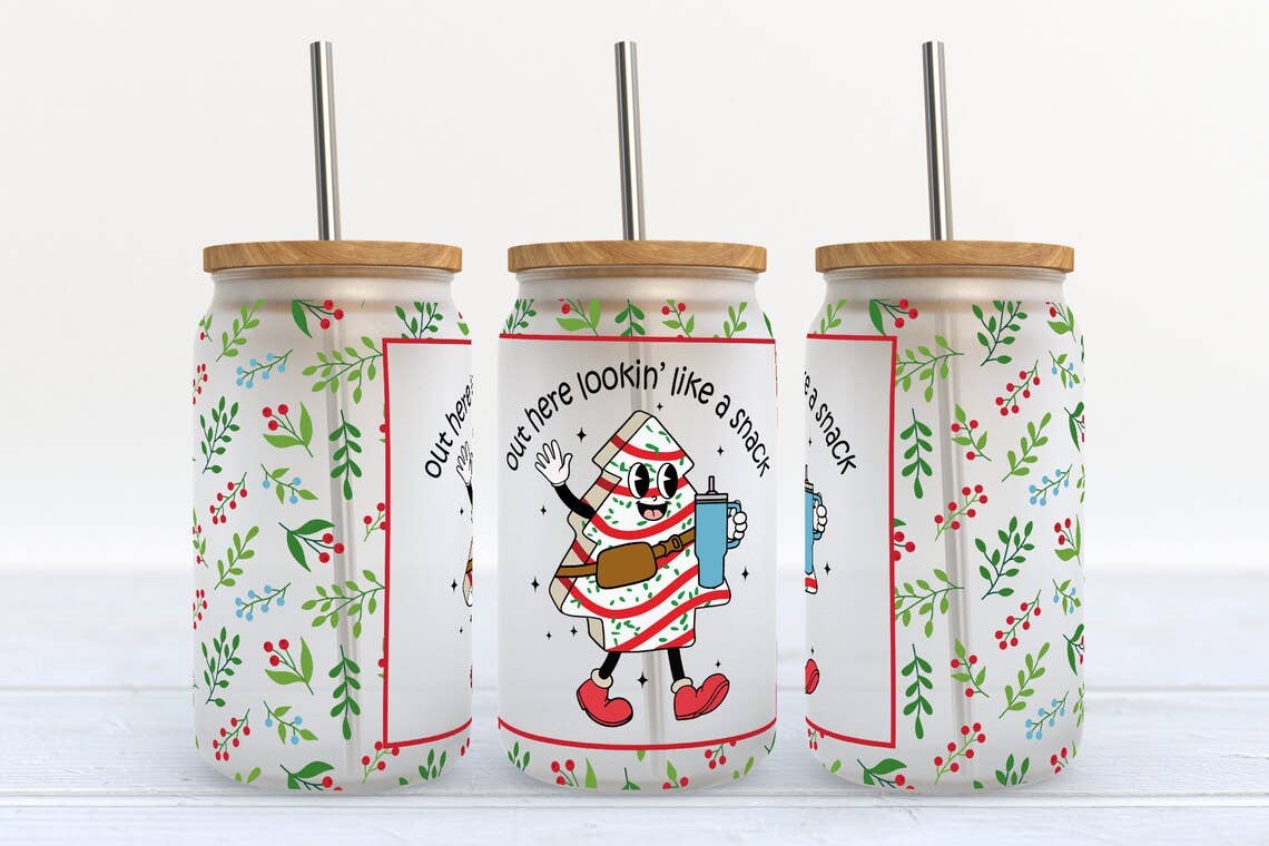 Out Here Lookin Like A Snack Christmas Glass Tumbler