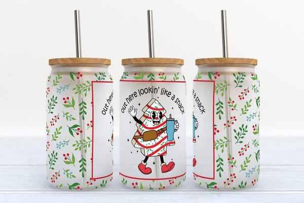 Out Here Lookin Like A Snack Christmas Glass Tumbler