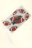 FOOTBALL MAMA BEADED WRISTLET COIN BAG