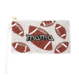 FOOTBALL MAMA BEADED WRISTLET COIN BAG