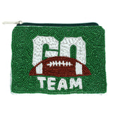GO TEAM SEED BEADED FOOTBALL COIN BAG