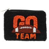GO TEAM SEED BEADED FOOTBALL COIN BAG