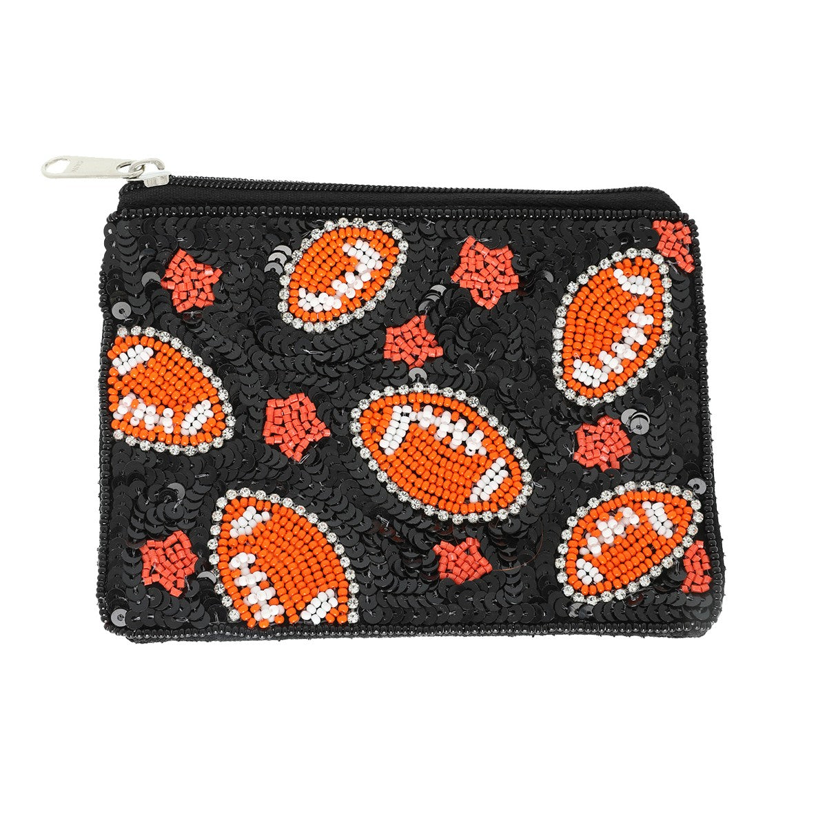 GAME DAY FOOTBALL BEAD EMBROIDERED COIN BAG