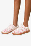 Pink Floral Lace-up Shoes