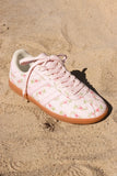 Pink Floral Lace-up Shoes