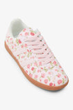 Pink Floral Lace-up Shoes