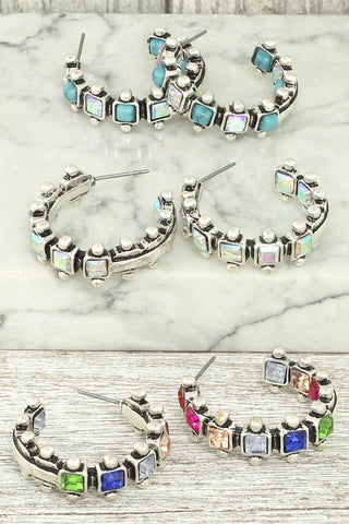 CRYSTAL HOOP EARRINGS