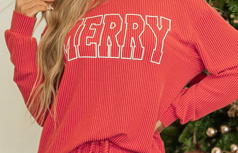 Rib Merry Graphic  Top