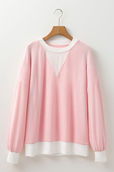 Corded Colorblock Drop Shoulder Top