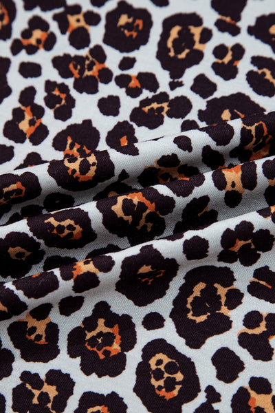 Leopard Floral Print  Puff Sleeve Top