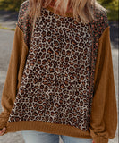 Leopard Floral Print  Puff Sleeve Top