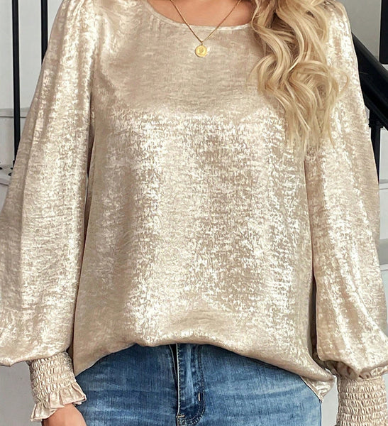 Metallic Smocked Blouse