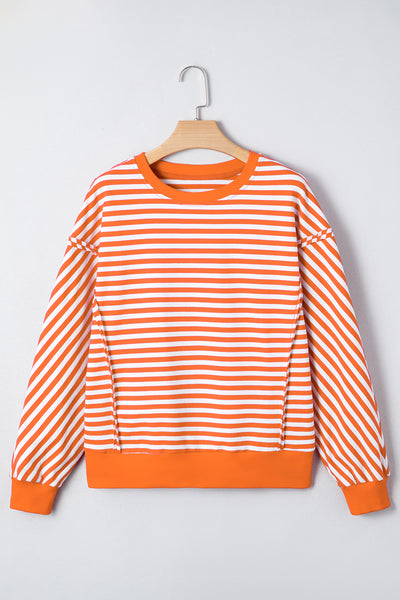 Orange Stripe Pullover Top