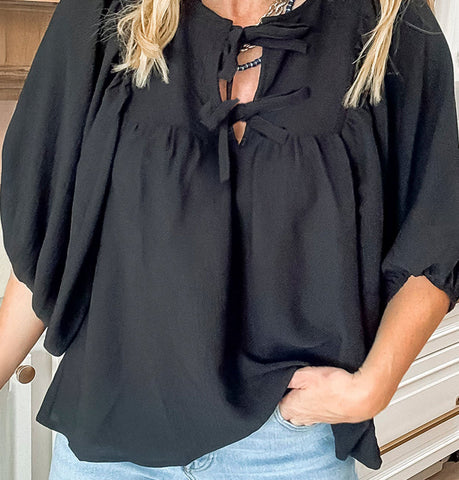 Black Bow Blouse