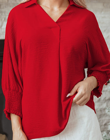Shirred Oversized Tunic Top