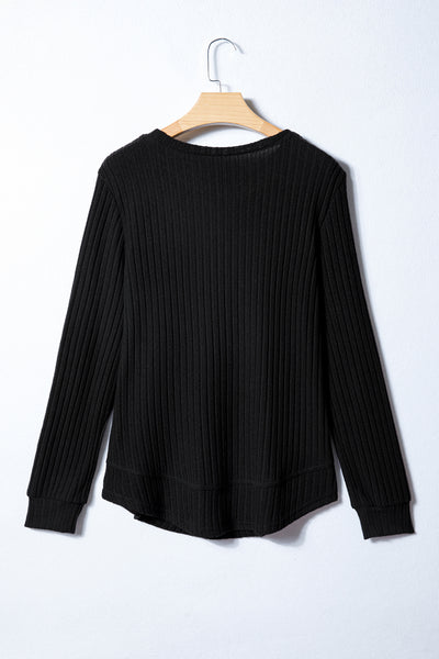 Ribbed Long Sleeve Rounded Hem