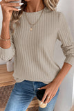 Ribbed Long Sleeve Rounded Hem
