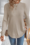 Ribbed Long Sleeve Rounded Hem