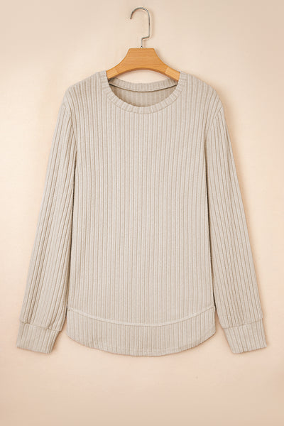 Ribbed Long Sleeve Rounded Hem