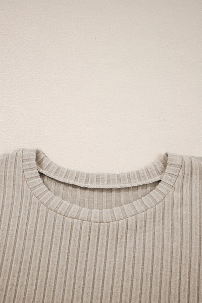 Ribbed Long Sleeve Rounded Hem