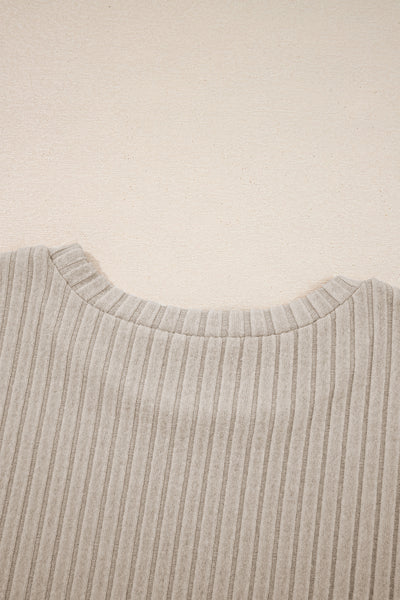Ribbed Long Sleeve Rounded Hem