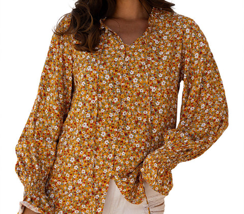 Boho Ruffled Fall Blouse