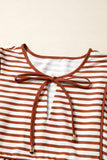 Stripe Babydoll Long Sleeve Blouse