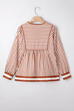 Stripe Babydoll Long Sleeve Blouse