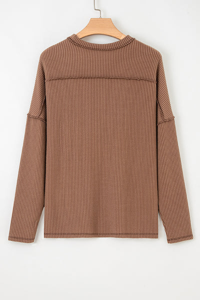 Ribbed Long Sleeve Loose Top