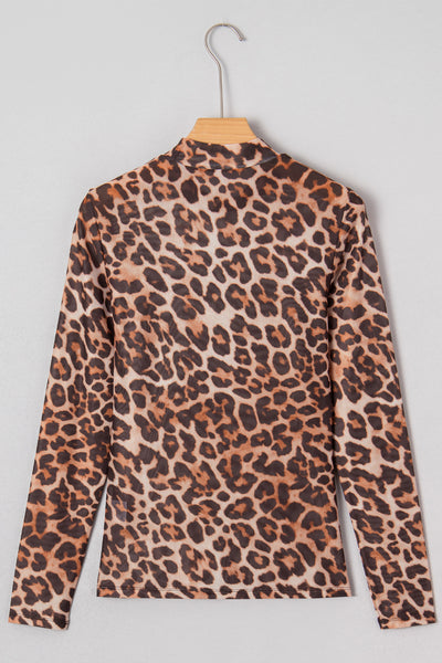 Leopard Long Sleeve Mesh Top
