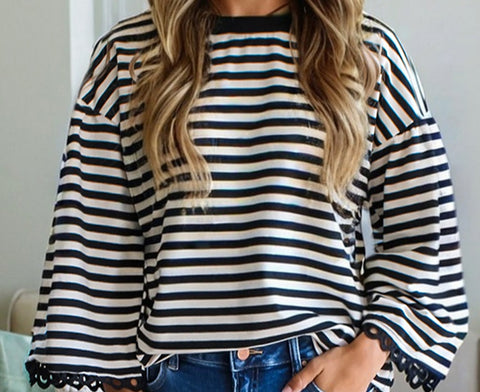 Lace Trim Loose Top