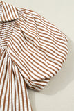 Stripe Shirred Puff Sleeve Blouse