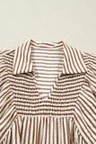 Stripe Shirred Puff Sleeve Blouse