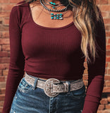 Ribbed Cropped Long Sleeve Top