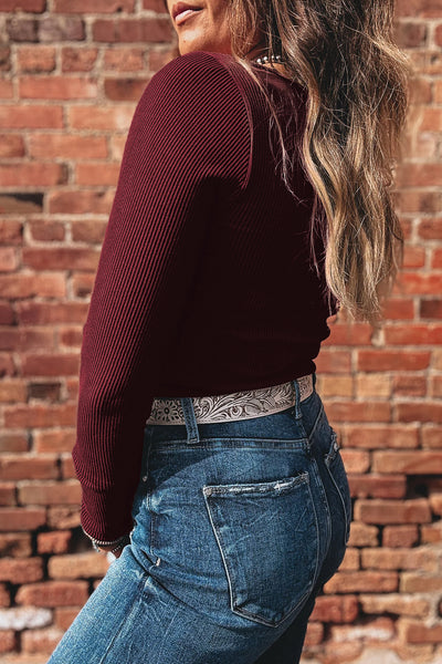 Ribbed Cropped Long Sleeve Top