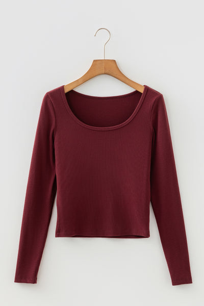 Ribbed Cropped Long Sleeve Top