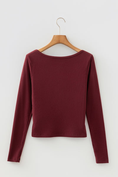 Ribbed Cropped Long Sleeve Top