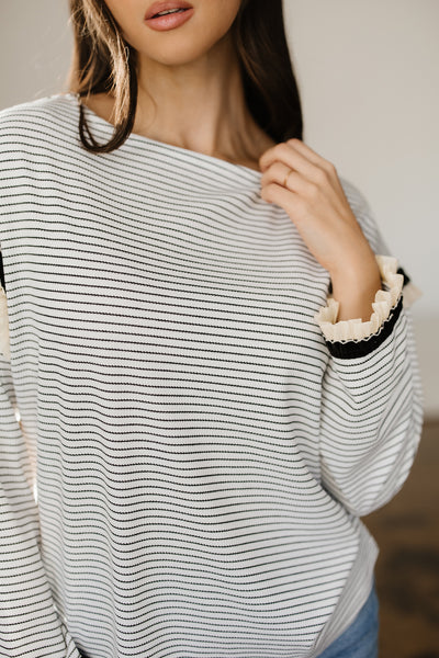 Ruffle Trim Long Sleeve Top