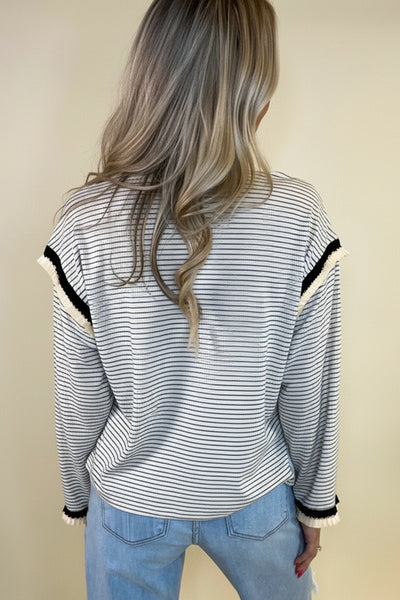 Ruffle Trim Long Sleeve Top