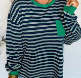 Stripe Patchwork Pocket Top
