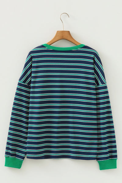 Stripe Patchwork Pocket Top
