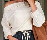 Waffle Asymmetric Long Sleeve Top