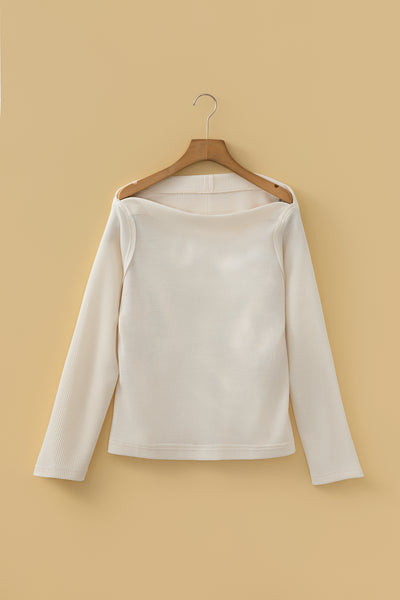 Waffle Asymmetric Long Sleeve Top