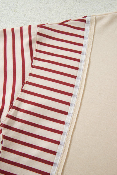 Red Stripe Patchwork Top