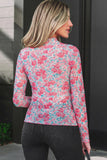 Pink Floral Mesh Long Sleeve Top