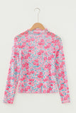 Pink Floral Mesh Long Sleeve Top