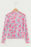 Pink Floral Mesh Long Sleeve Top