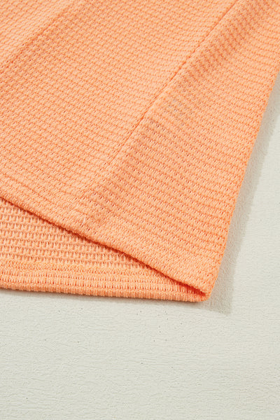 Waffle V Neck Top